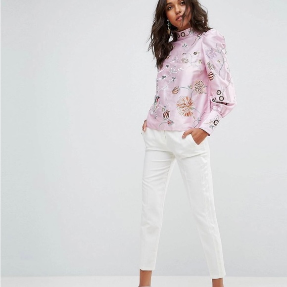 ASOS Premium Embroidered Top with Exaggerated Sleeve. - Picture 2 of 6